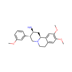 COc1cccc([C@H]2CN3CCc4cc(OC)c(OC)cc4[C@@H]3C[C@@H]2N)c1 ZINC000028821842