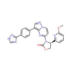 COc1cccc([C@H]2COC(=O)N2c2ccn3ncc(-c4ccc(-c5nc[nH]n5)cc4)c3n2)n1 ZINC000150265305