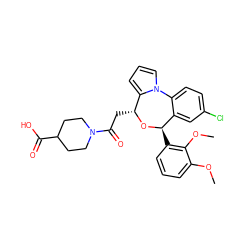 COc1cccc([C@H]2O[C@H](CC(=O)N3CCC(C(=O)O)CC3)c3cccn3-c3ccc(Cl)cc32)c1OC ZINC000084712141