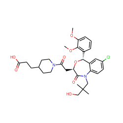 COc1cccc([C@H]2O[C@H](CC(=O)N3CCC(CCC(=O)O)CC3)C(=O)N(CC(C)(C)CO)c3ccc(Cl)cc32)c1OC ZINC000027523152