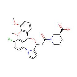 COc1cccc([C@H]2O[C@H](CC(=O)N3CCC[C@H](C(=O)O)C3)c3cccn3-c3ccc(Cl)cc32)c1OC ZINC000084687255