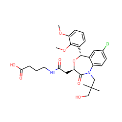 COc1cccc([C@H]2O[C@H](CC(=O)NCCCC(=O)O)C(=O)N(CC(C)(C)CO)c3ccc(Cl)cc32)c1OC ZINC000027520771