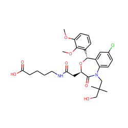 COc1cccc([C@H]2O[C@H](CC(=O)NCCCCC(=O)O)C(=O)N(CC(C)(C)CO)c3ccc(Cl)cc32)c1OC ZINC000027520829