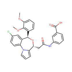 COc1cccc([C@H]2O[C@H](CC(=O)Nc3cccc(C(=O)O)c3)c3cccn3-c3ccc(Cl)cc32)c1OC ZINC000084711392