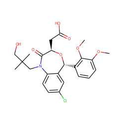 COc1cccc([C@H]2O[C@H](CC(=O)O)C(=O)N(CC(C)(C)CO)c3ccc(Cl)cc32)c1OC ZINC000038281456