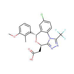 COc1cccc([C@H]2O[C@H](CC(=O)O)c3nnc(C(F)(F)F)n3-c3ccc(Cl)cc32)c1C ZINC000096285781