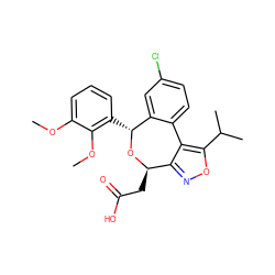 COc1cccc([C@H]2O[C@H](CC(=O)O)c3noc(C(C)C)c3-c3ccc(Cl)cc32)c1OC ZINC000043178073