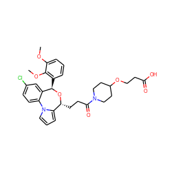 COc1cccc([C@H]2O[C@H](CCC(=O)N3CCC(OCCC(=O)O)CC3)c3cccn3-c3ccc(Cl)cc32)c1OC ZINC000084712913