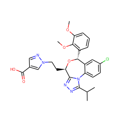 COc1cccc([C@H]2O[C@H](CCn3cc(C(=O)O)cn3)c3nnc(C(C)C)n3-c3ccc(Cl)cc32)c1OC ZINC000096285787