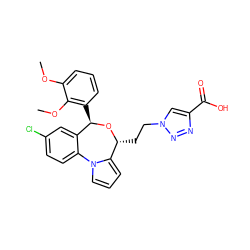 COc1cccc([C@H]2O[C@H](CCn3cc(C(=O)O)nn3)c3cccn3-c3ccc(Cl)cc32)c1OC ZINC000084671597