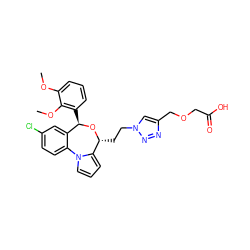 COc1cccc([C@H]2O[C@H](CCn3cc(COCC(=O)O)nn3)c3cccn3-c3ccc(Cl)cc32)c1OC ZINC000084713013