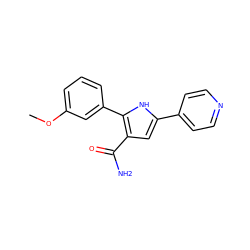 COc1cccc(-c2[nH]c(-c3ccncc3)cc2C(N)=O)c1 ZINC000064527532