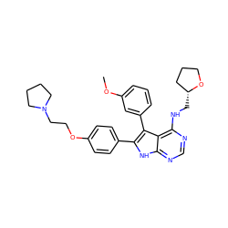 COc1cccc(-c2c(-c3ccc(OCCN4CCCC4)cc3)[nH]c3ncnc(NC[C@@H]4CCCO4)c23)c1 ZINC000084731763