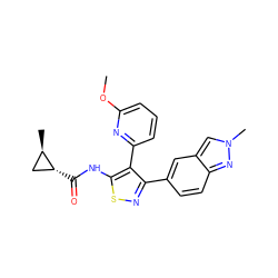 COc1cccc(-c2c(-c3ccc4nn(C)cc4c3)nsc2NC(=O)[C@@H]2C[C@H]2C)n1 ZINC000095589477