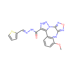 COc1cccc(-c2c(C(=O)N/N=C/c3cccs3)nnn2-c2nonc2N)c1 ZINC000009480180