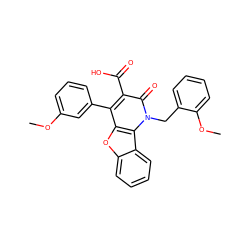 COc1cccc(-c2c(C(=O)O)c(=O)n(Cc3ccccc3OC)c3c2oc2ccccc23)c1 ZINC000027709495