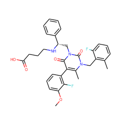 COc1cccc(-c2c(C)n(Cc3c(C)cccc3F)c(=O)n(C[C@H](NCCCC(=O)O)c3ccccc3)c2=O)c1F ZINC000142176518