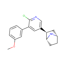 COc1cccc(-c2cc([C@H]3C[C@@H]4CC[C@H]3N4)cnc2Cl)c1 ZINC000049054782