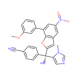 COc1cccc(-c2cc([N+](=O)[O-])cc3cc([C@](N)(c4ccc(C#N)cc4)c4cncn4C)oc23)c1 ZINC000003820261