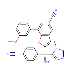 COc1cccc(-c2cc(C#N)cc3cc([C@](N)(c4ccc(C#N)cc4)c4cncn4C)oc23)c1 ZINC000003820259