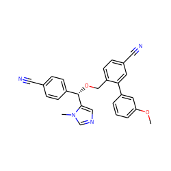 COc1cccc(-c2cc(C#N)ccc2CO[C@@H](c2ccc(C#N)cc2)c2cncn2C)c1 ZINC000013489574