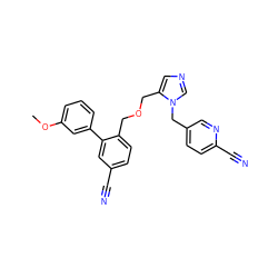 COc1cccc(-c2cc(C#N)ccc2COCc2cncn2Cc2ccc(C#N)nc2)c1 ZINC000028389399