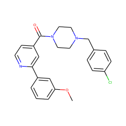 COc1cccc(-c2cc(C(=O)N3CCN(Cc4ccc(Cl)cc4)CC3)ccn2)c1 ZINC001772635247