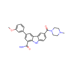 COc1cccc(-c2cc(C(N)=O)c3[nH]c4ccc(C(=O)N5CCN(C)CC5)cc4c3c2)c1 ZINC000113207749