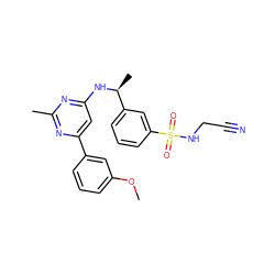 COc1cccc(-c2cc(N[C@@H](C)c3cccc(S(=O)(=O)NCC#N)c3)nc(C)n2)c1 ZINC000205343632