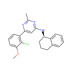 COc1cccc(-c2cc(N[C@@H]3CCCc4ccccc43)nc(C)n2)c1Cl ZINC000653760106