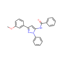 COc1cccc(-c2cc(NC(=O)c3ccccc3)n(-c3ccccc3)n2)c1 ZINC000013704374