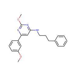 COc1cccc(-c2cc(NCCCc3ccccc3)nc(OC)n2)c1 ZINC000066251290