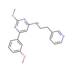 COc1cccc(-c2cc(NCCc3cccnc3)nc(OC)n2)c1 ZINC000066105199