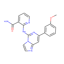 COc1cccc(-c2cc3nccn3c(Nc3ncccc3C(N)=O)n2)c1 ZINC001772570796