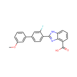 COc1cccc(-c2ccc(-c3nc4c(C(=O)O)cccc4[nH]3)c(F)c2)c1 ZINC000113981919