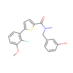 COc1cccc(-c2ccc(C(=O)N(C)Cc3cccc(O)c3)s2)c1F ZINC000073161286