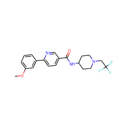 COc1cccc(-c2ccc(C(=O)NC3CCN(CC(F)(F)F)CC3)cn2)c1 ZINC000117946114