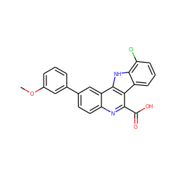 COc1cccc(-c2ccc3nc(C(=O)O)c4c5cccc(Cl)c5[nH]c4c3c2)c1 ZINC000473110120