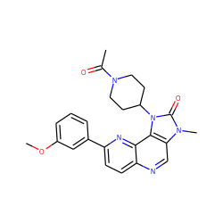 COc1cccc(-c2ccc3ncc4c(c3n2)n(C2CCN(C(C)=O)CC2)c(=O)n4C)c1 ZINC000118535355