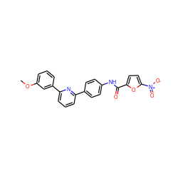 COc1cccc(-c2cccc(-c3ccc(NC(=O)c4ccc([N+](=O)[O-])o4)cc3)n2)c1 ZINC000023450575