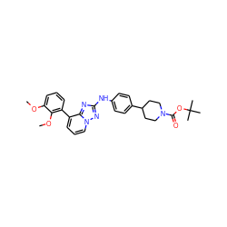 COc1cccc(-c2cccn3nc(Nc4ccc(C5CCN(C(=O)OC(C)(C)C)CC5)cc4)nc23)c1OC ZINC000096169854