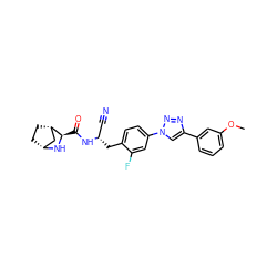 COc1cccc(-c2cn(-c3ccc(C[C@@H](C#N)NC(=O)[C@H]4N[C@@H]5CC[C@H]4C5)c(F)c3)nn2)c1 ZINC000219321025