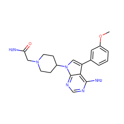 COc1cccc(-c2cn(C3CCN(CC(N)=O)CC3)c3ncnc(N)c23)c1 ZINC000027983600