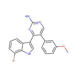 COc1cccc(-c2cnc(N)nc2-c2c[nH]c3c(Br)cccc23)c1 ZINC000072107833