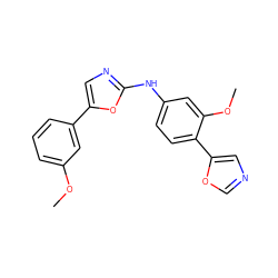 COc1cccc(-c2cnc(Nc3ccc(-c4cnco4)c(OC)c3)o2)c1 ZINC000003594946