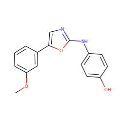 COc1cccc(-c2cnc(Nc3ccc(O)cc3)o2)c1 ZINC000049045424