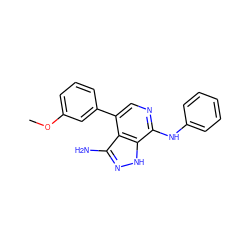 COc1cccc(-c2cnc(Nc3ccccc3)c3[nH]nc(N)c23)c1 ZINC000204808424