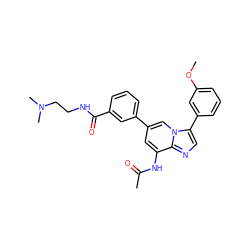 COc1cccc(-c2cnc3c(NC(C)=O)cc(-c4cccc(C(=O)NCCN(C)C)c4)cn23)c1 ZINC000061929581