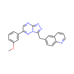 COc1cccc(-c2cnc3nnc(Cc4ccc5ncccc5c4)n3n2)c1 ZINC000653848279