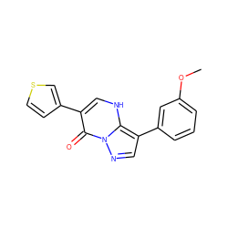 COc1cccc(-c2cnn3c(=O)c(-c4ccsc4)c[nH]c23)c1 ZINC000100869963